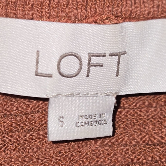 LOFT V-Neck Textured Sweater Amber Color Sz Sm - Picture 7 of 9